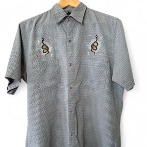 Men's Gray Snake Embroidered Shirt